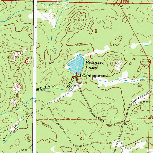 Topographic Map of Bellaire Lake Campground, CO