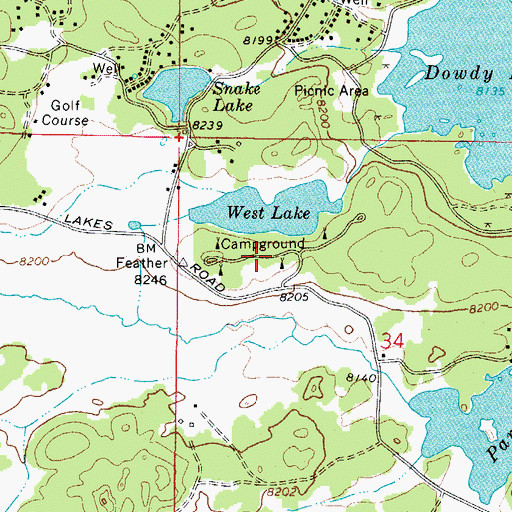 Topographic Map of West Lake Campground, CO