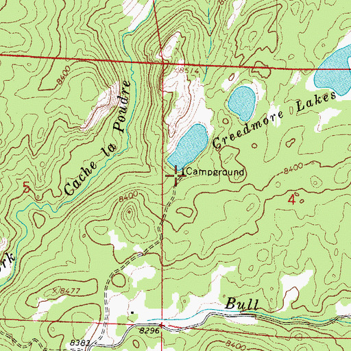 Topographic Map of Creedmore Lakes Campground, CO