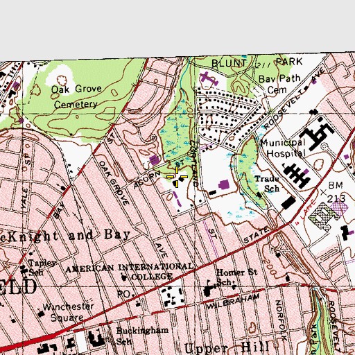 Topographic Map of Reed Hall, MA