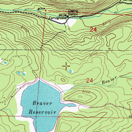 Topographic Map of Beaver Reservoir Cut-Off Trail, CO
