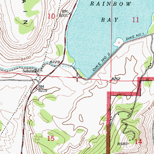 Topographic Map of Rainbow Bay Picnic Area, CO