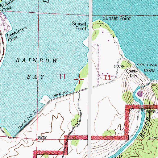 Topographic Map of Sunset Point Boat Ramp, CO
