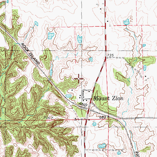 Topographic Map of Mount Zion Post Office (historical), IA