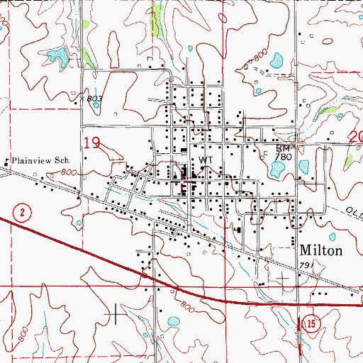 Topographic Map of Milton City Hall, IA