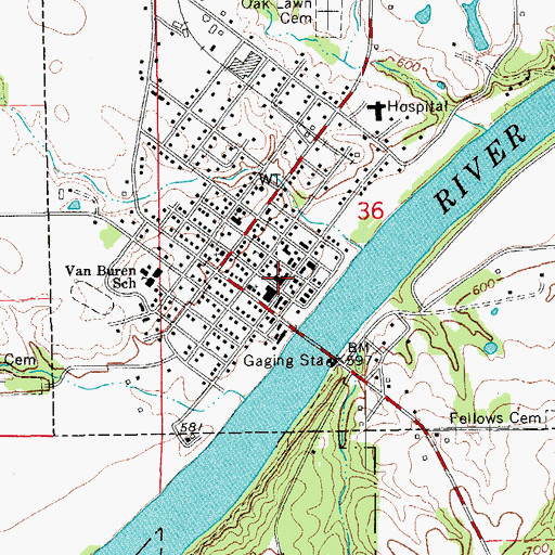 Topographic Map of Keosauqua City Hall, IA