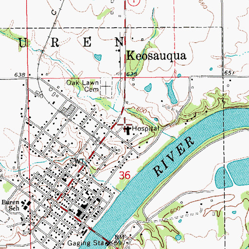 Topographic Map of Van Buren County Hospital, IA