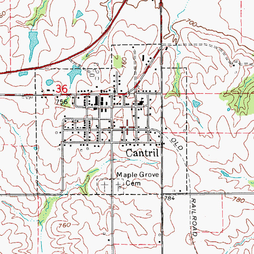 Topographic Map of Cantril (historical), IA
