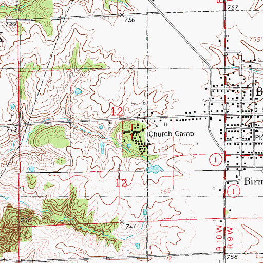 Topographic Map of Free Methodist Camp Ground, IA