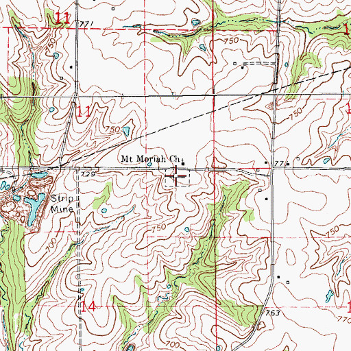 Topographic Map of Mount Moriah Cemetery, IA