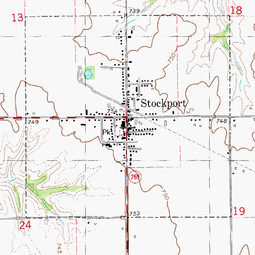 Topographic Map of Stockport City Hall, IA