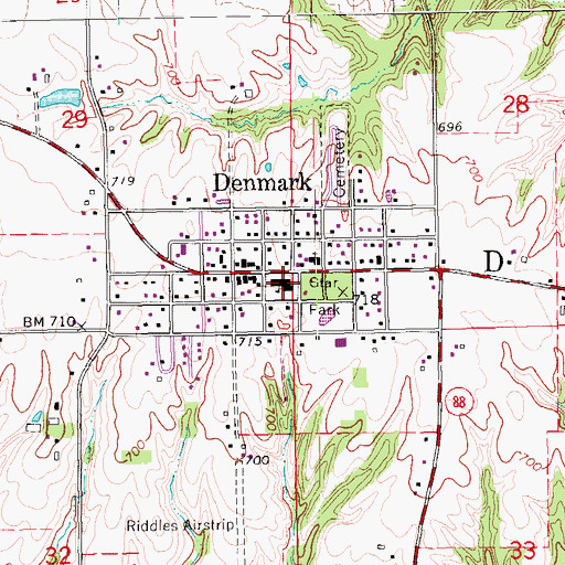 Topographic Map of Denmark Elementary School, IA