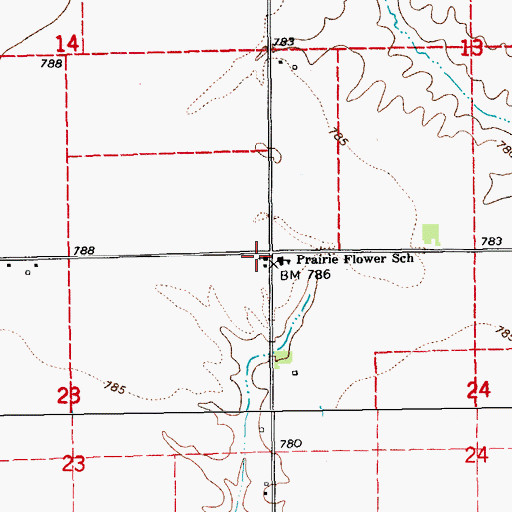 Topographic Map of Prairie Flower Baptist Church, IA