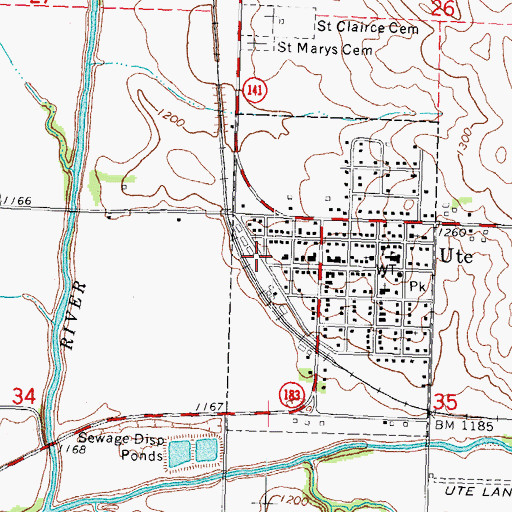Topographic Map of Berne Co-op Elevator, IA