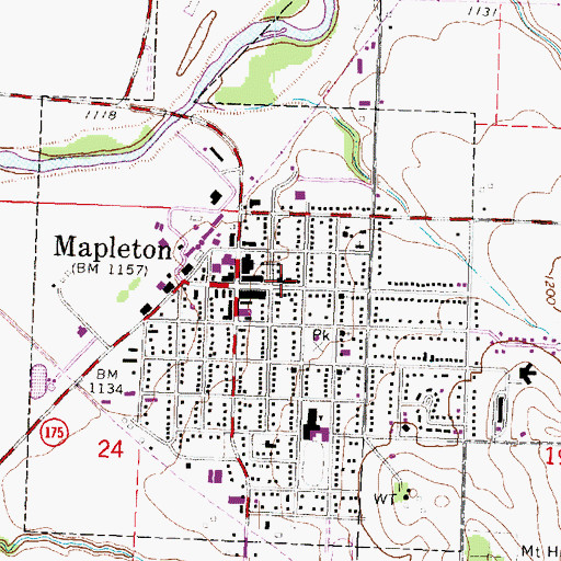 Topographic Map of Mapleton Police Department, IA