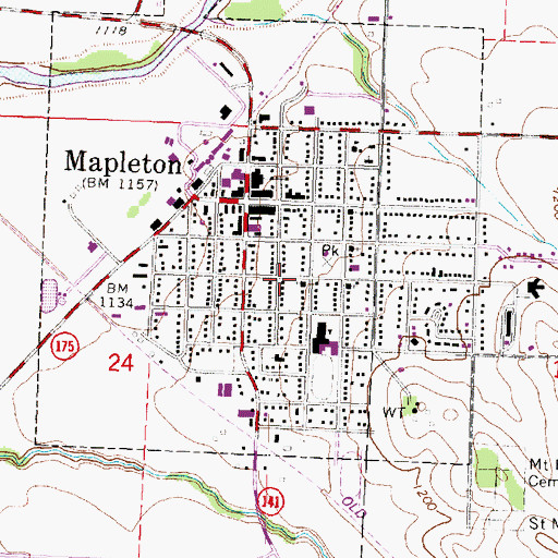Topographic Map of Saint Peter's United Church, IA