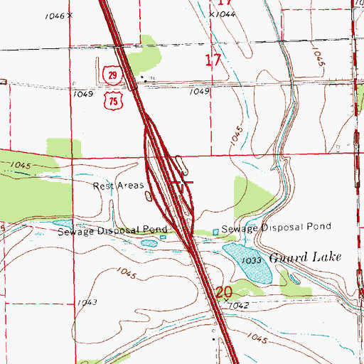 Topographic Map of Onawa North Bound Rest Area, IA