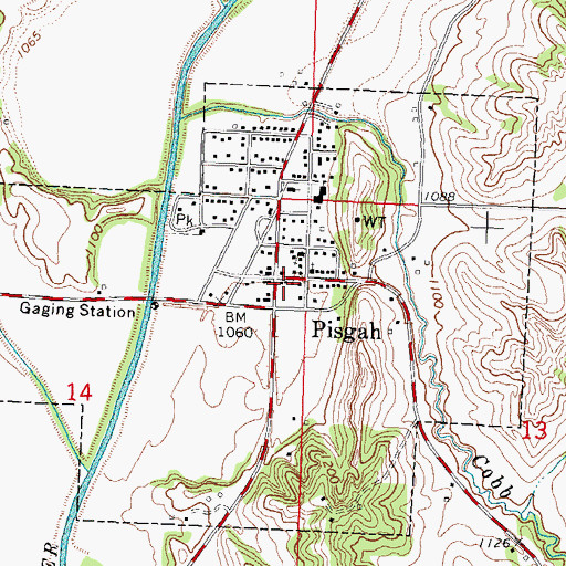 Topographic Map of Pisgah Fire Department, IA