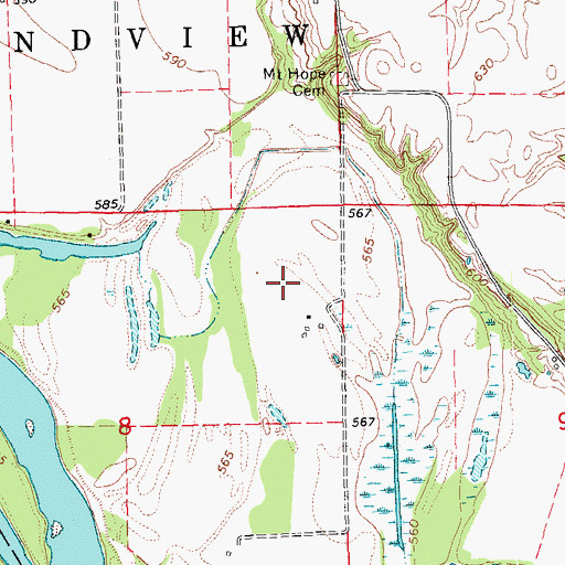 Topographic Map of Indian Slough Wildlife Area, IA