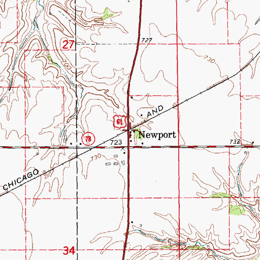 Topographic Map of Newport (historical), IA