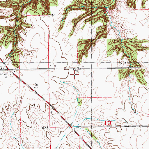 Topographic Map of Louisa Centre Post Office (historical), IA