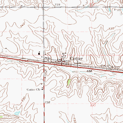 Topographic Map of Cotter Post Office (historical), IA