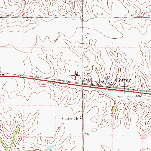 Topographic Map of Cotter Elementary School, IA