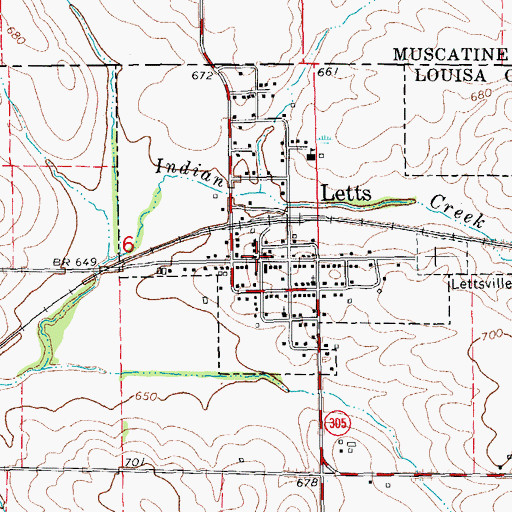 Topographic Map of Letts Post Office, IA