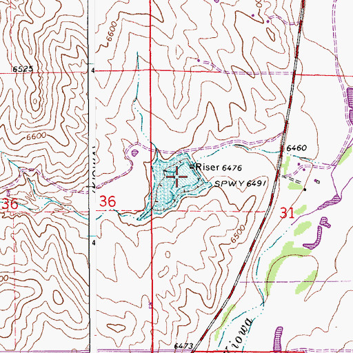 Topographic Map of Kiowa Creek Watershed 2-B-10 Reservoir, CO