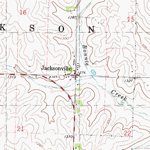 Topographic Map of Jacksonville Post Office (historical), IA