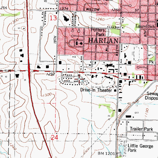 Topographic Map of Beebe Park, IA