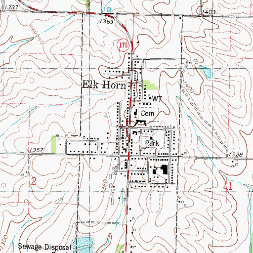 Topographic Map of Elk Horn Public Library, IA