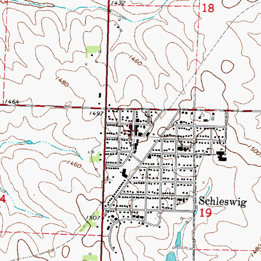 Topographic Map of Schleswig City Hall, IA