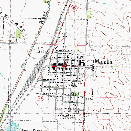 Topographic Map of Manilla Fire Department, IA