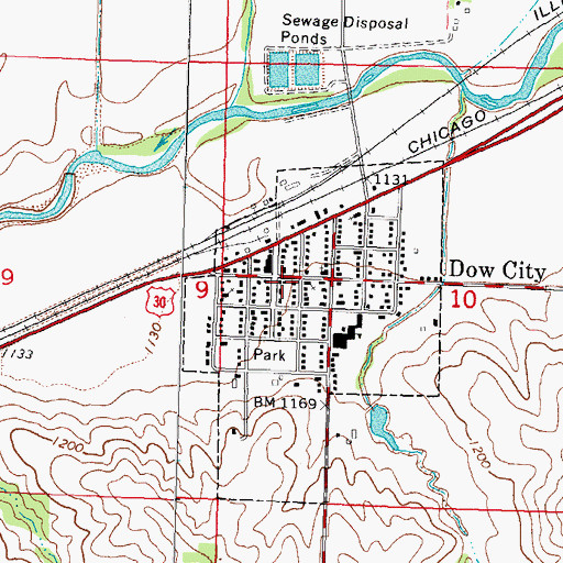 Topographic Map of Dow City Library, IA