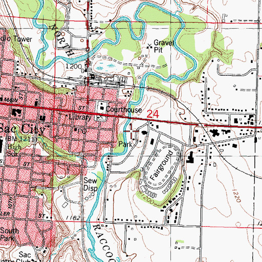 Topographic Map of Sac City Park, IA