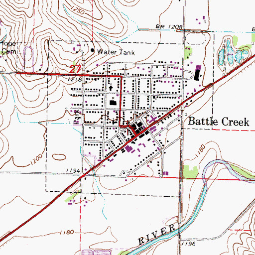 Topographic Map of Battle Creek Post Office, IA