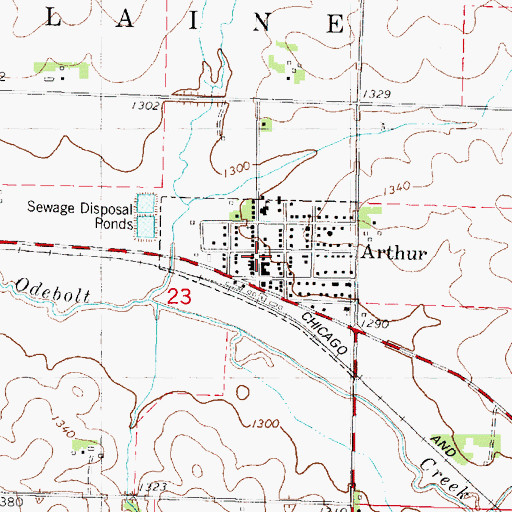 Topographic Map of Arthur Post Office, IA