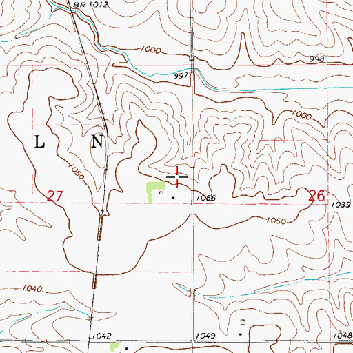 Topographic Map of Oakwood Post Office (historical), IA