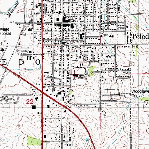 Topographic Map of Herbert Hoover High School, IA