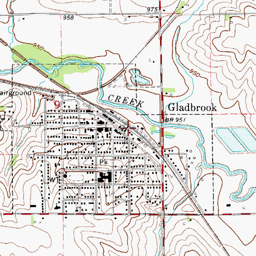 Topographic Map of Gladbrook (historical), IA