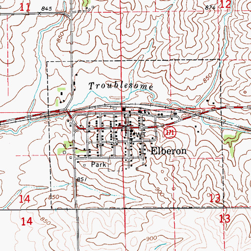 Topographic Map of Elberon Post Office, IA