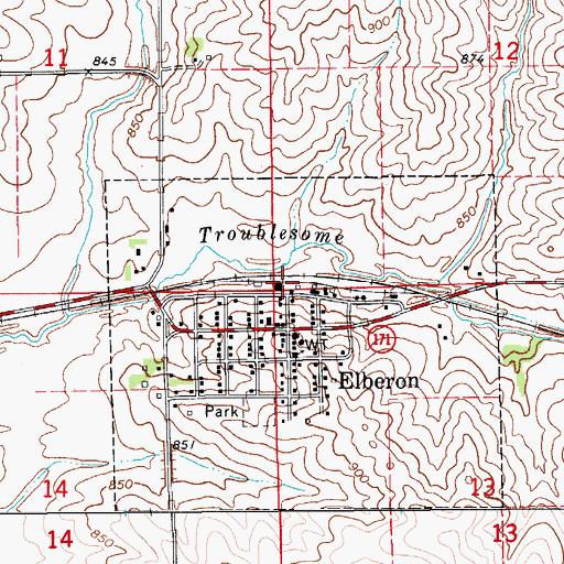 Topographic Map of Elberon (historical), IA