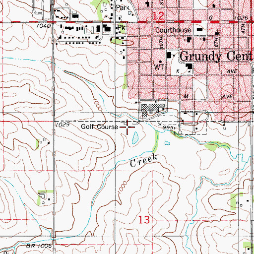 Topographic Map of Town and Country Golf Club, IA
