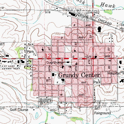Topographic Map of Grundy County Sheriff's Office, IA