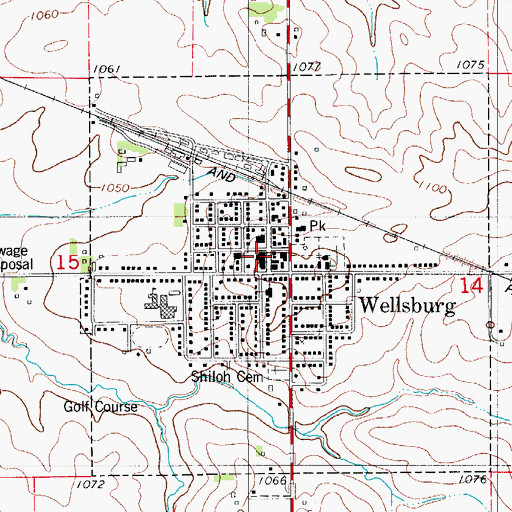 Topographic Map of Wellsburg Post Office, IA