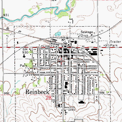 Topographic Map of Reinbeck Public Library, IA