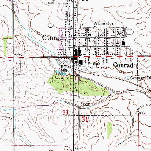 Topographic Map of Conrad Co-operative Elevator, IA