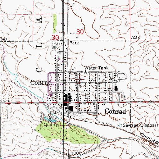 Topographic Map of Conrad United Methodist Church, IA