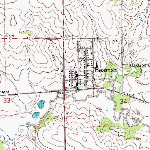 Topographic Map of Beaman Community Memorial Library, IA